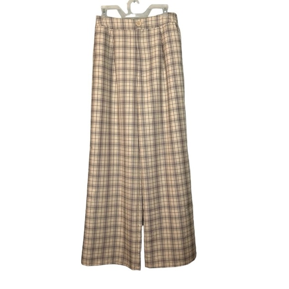 Stradivarius High Rise Wide Leg Plaid Pants Trousers Sz. US 12 - Picture 1 of 15